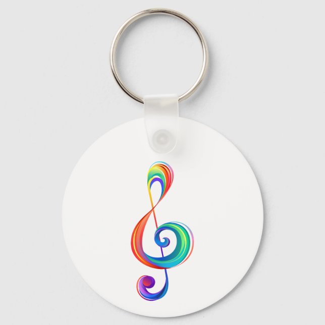Layered rainbow treble clef key ring (Front)