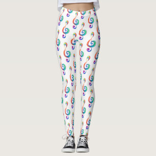 Layered rainbow treble clef leggings