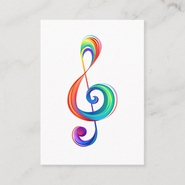 Layered rainbow treble clef loyalty card (Front)