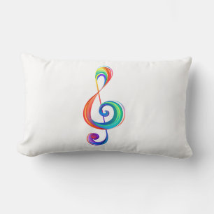 Layered rainbow treble clef lumbar cushion