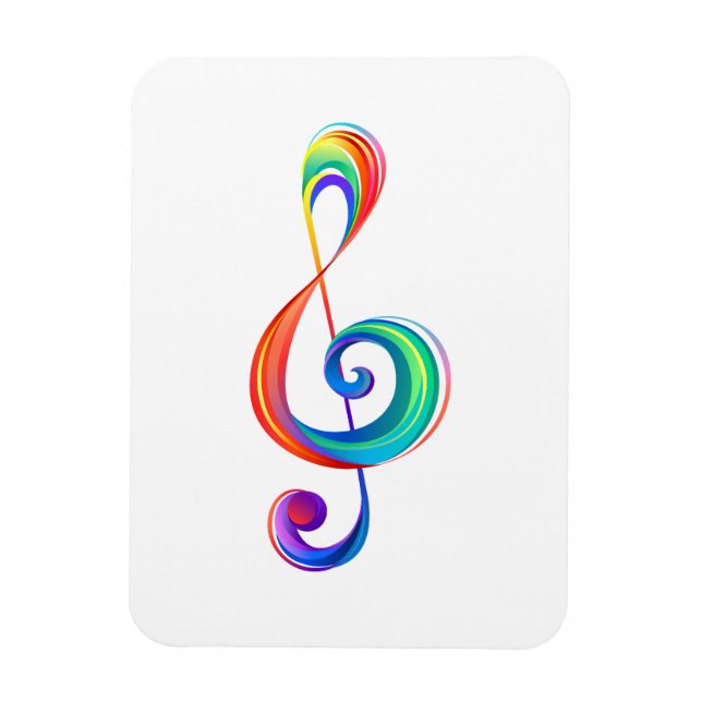 Layered rainbow treble clef magnet (Vertical)