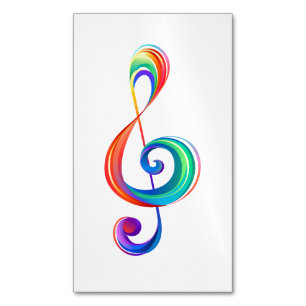 Layered rainbow treble clef magnetic business card