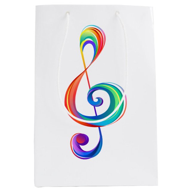 Layered rainbow treble clef medium gift bag (Front)