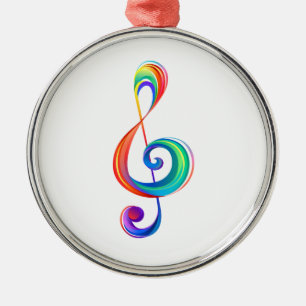Layered rainbow treble clef metal tree decoration