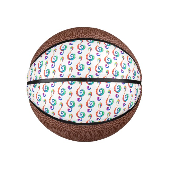 Layered rainbow treble clef mini basketball (Front)