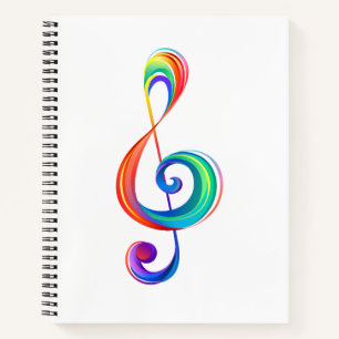 Layered rainbow treble clef notebook