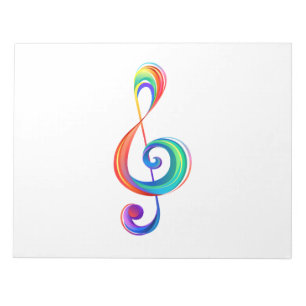 Layered rainbow treble clef notepad