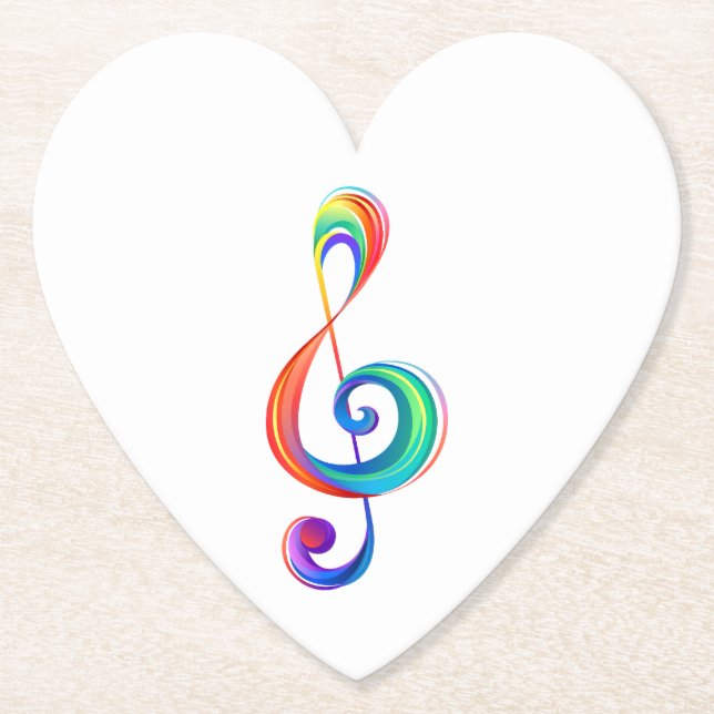Layered rainbow treble clef paper coaster (Front)