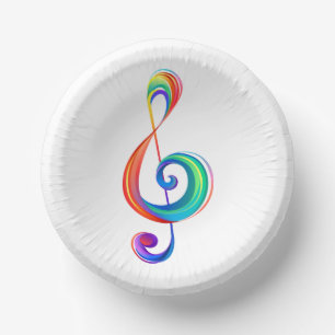 Layered rainbow treble clef paper plate