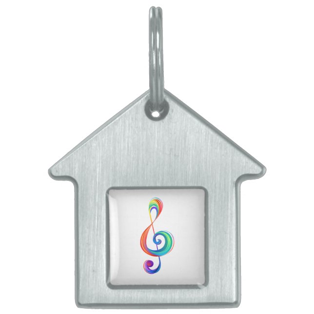 Layered rainbow treble clef pet ID tag (Front)