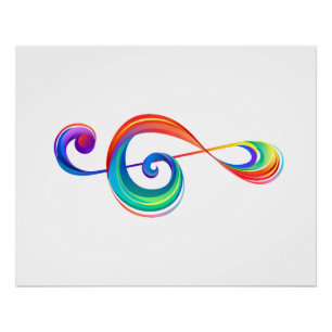 Layered rainbow treble clef poster