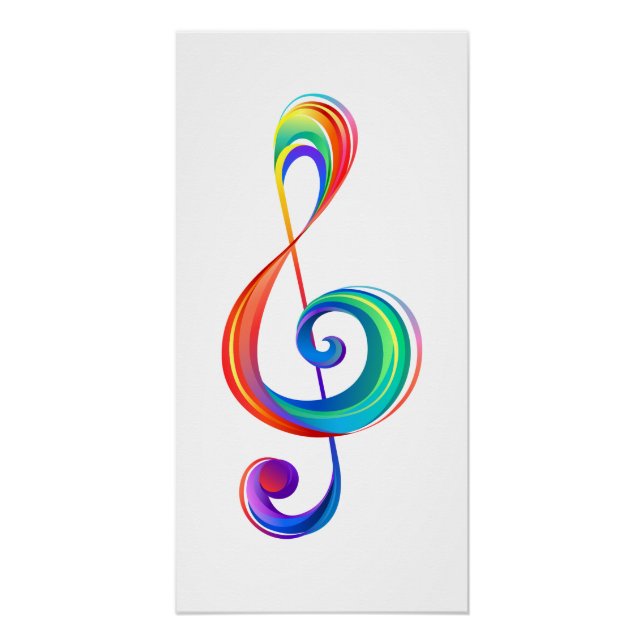Layered rainbow treble clef poster (Front)