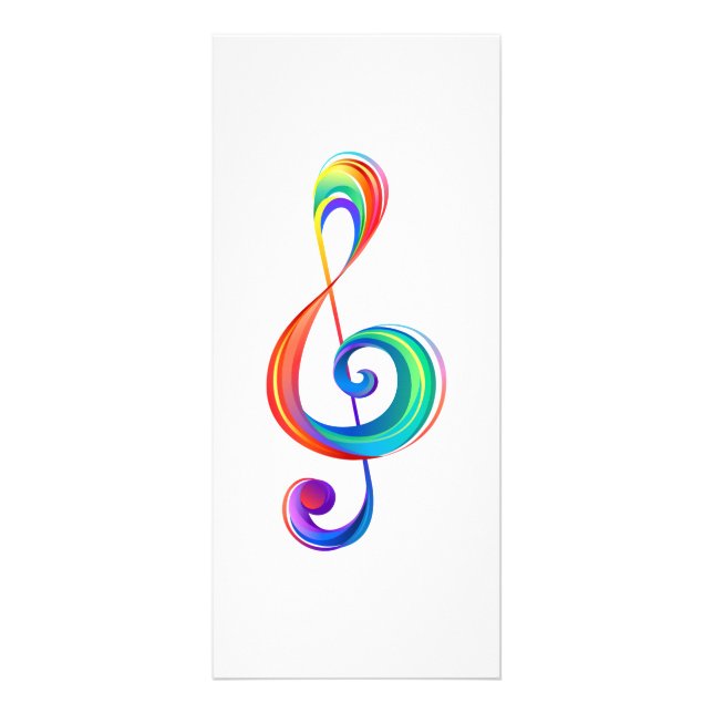 Layered rainbow treble clef rack card (Front)