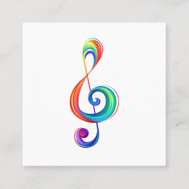 Layered rainbow treble clef referral card (Front)