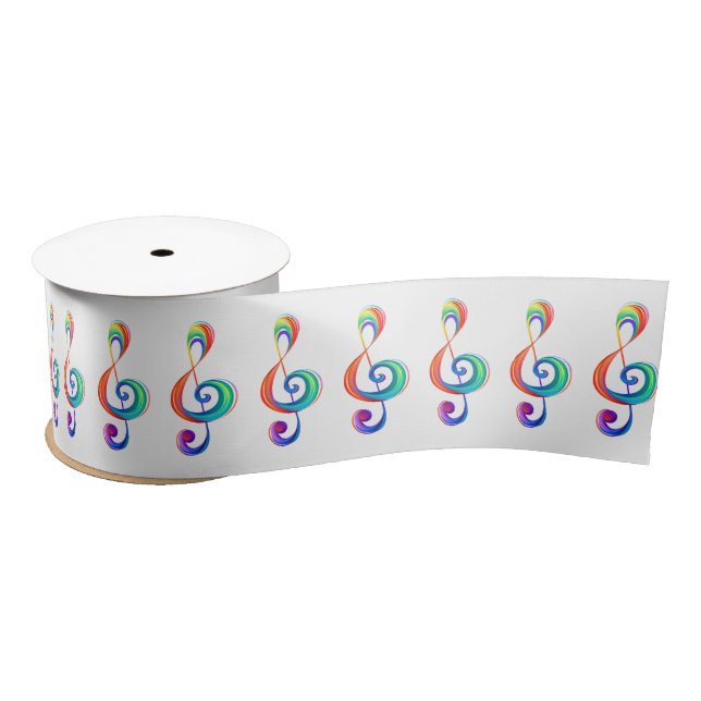 Layered rainbow treble clef satin ribbon (Spool)