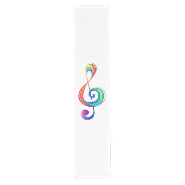Layered rainbow treble clef short table runner (Front)