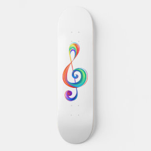Layered rainbow treble clef skateboard