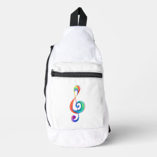 Layered rainbow treble clef sling bag