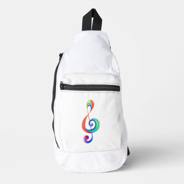 Layered rainbow treble clef sling bag (Front)