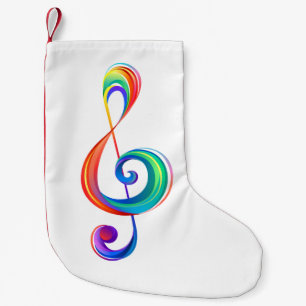 Layered rainbow treble clef small christmas stocking