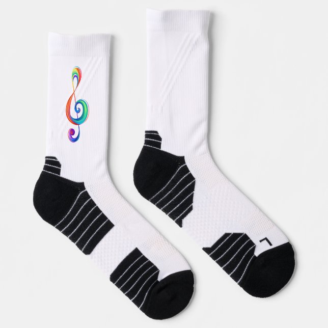 Layered rainbow treble clef socks (Right)