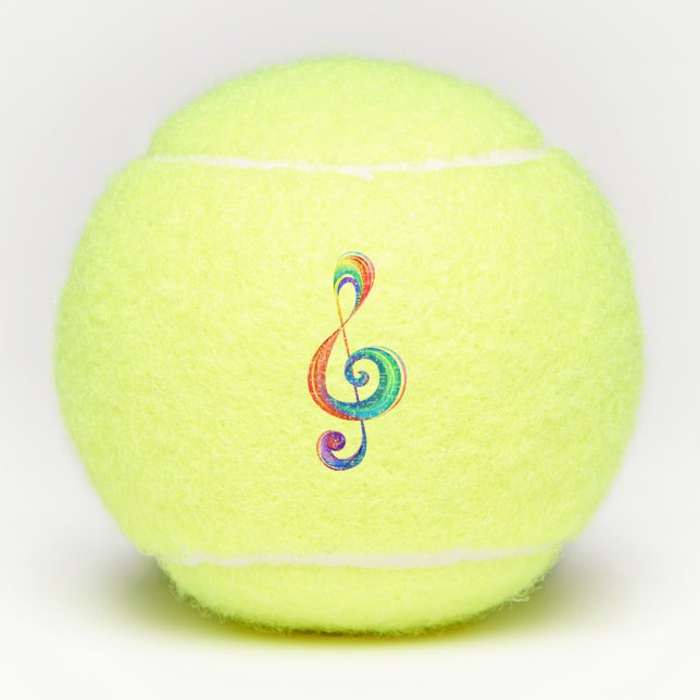Layered rainbow treble clef tennis balls (Front)