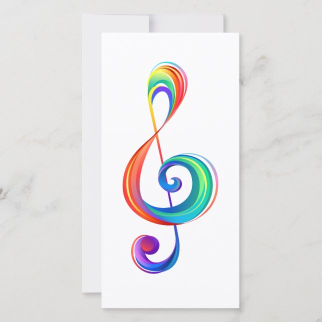 Layered rainbow treble clef thank you card (Front)