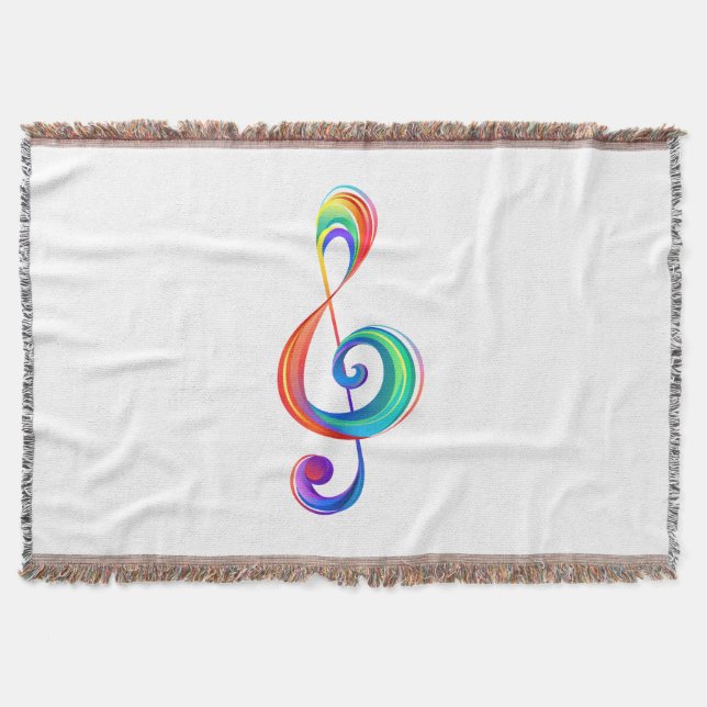 Layered rainbow treble clef throw blanket (Front)