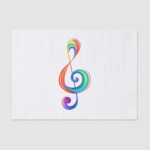 Layered rainbow treble clef tissue paper