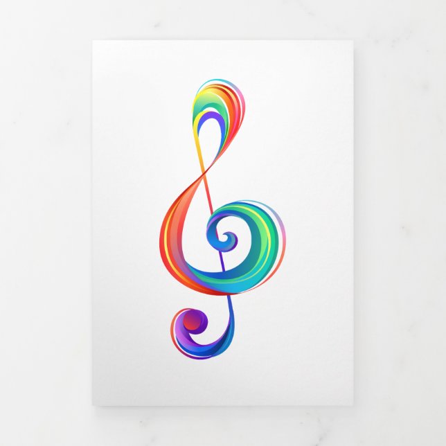 Layered rainbow treble clef Tri-Fold announcement (Cover)