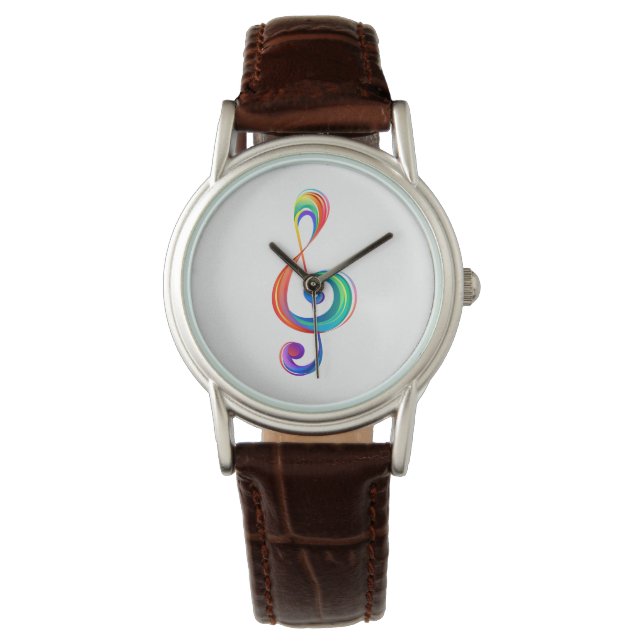 Layered rainbow treble clef watch (Front)