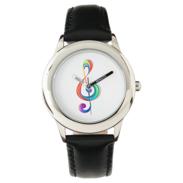 Layered rainbow treble clef watch (Front)