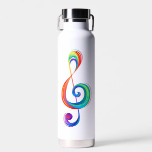 Layered rainbow treble clef water bottle