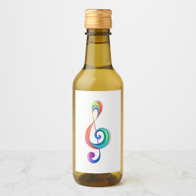 Layered rainbow treble clef wine label (Front)