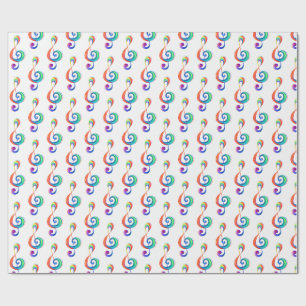 Layered rainbow treble clef wrapping paper