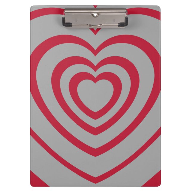 Layered Red & Grey Heart Aesthetic Clipboard (Front)