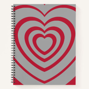 Layered Red & Grey Heart Aesthetic Notebook