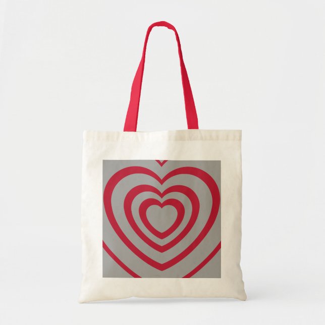Layered Red & Grey Heart Aesthetic Tote Bag (Front)