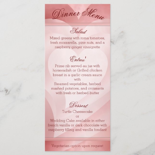 Layered Red Hearts Menu (Front)