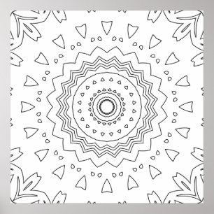 Layered Scalloped Mandala Ring Pattern to Colour Poster