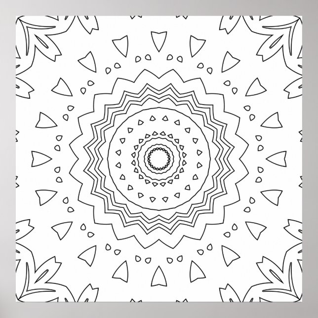 Layered Scalloped Mandala Ring Pattern to Colour Poster (Front)