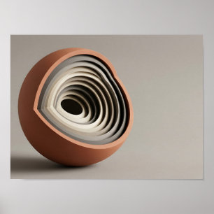 Layered Sliced Sphere Geometric Sculpture Wall Art