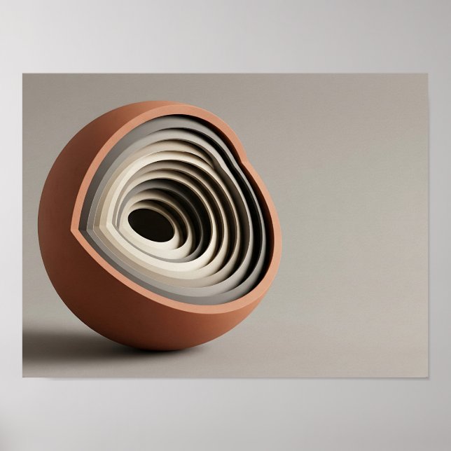 Layered Sliced Sphere Geometric Sculpture Wall Art (Front)