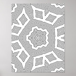 Layered Starburst Colouring Page Ripple Pattern Ar Poster