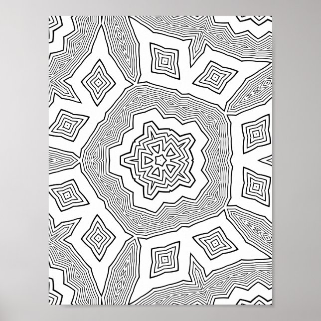 Layered Starburst Colouring Page Ripple Pattern Ar Poster (Front)