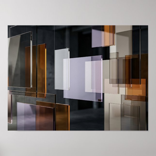 Layered Translucent Glass Rectangles Modern Wall A Poster (Front)
