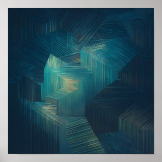 Layered Translucent Grid Wallpaper - High Tech Poster