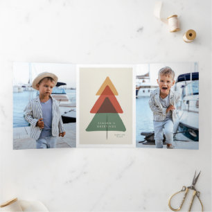 Layered Tree - Season's Greetings Tri-Fold Holiday Card