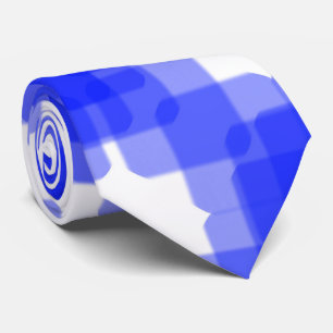 Layered True Blue Squared On White Pattern         Tie