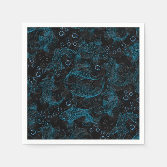 Layering Fishes Pattern 01.blue.b Napkin (Front)